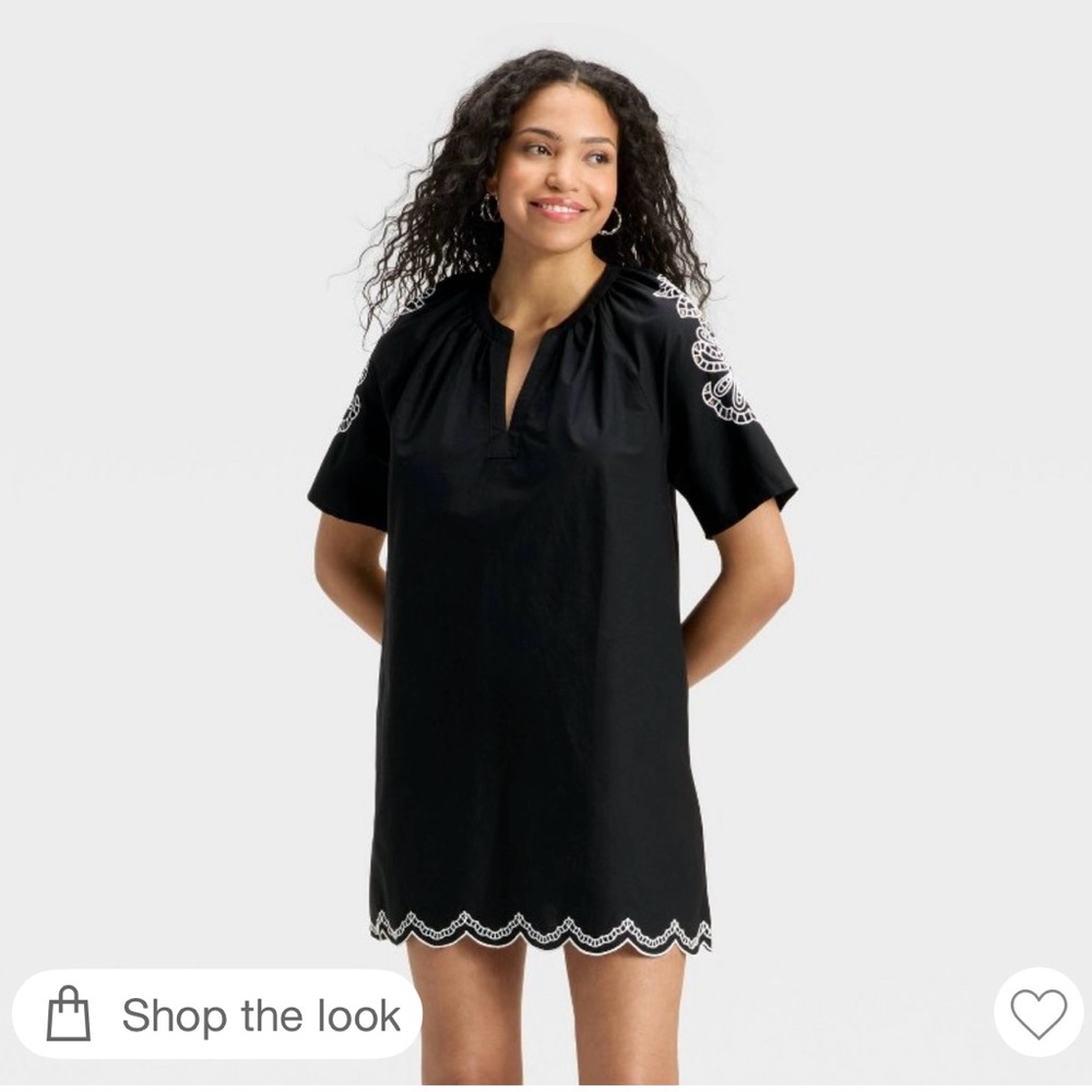 Universal Thread Black and White Embroidered Dress